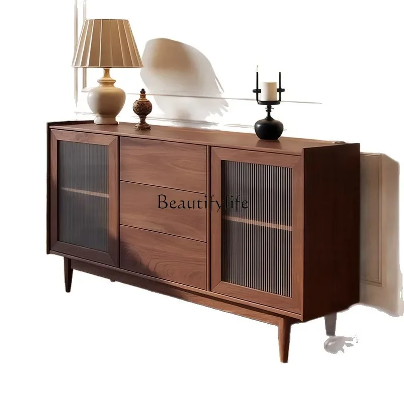 

FG10*Medieval style wabi-sandy wind solid wood dining side cabinet living room integrated storage storage wine cabinet
