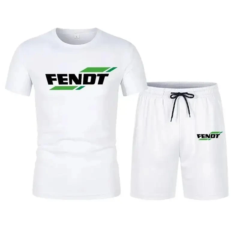 Fendt Men\'s Two Piece Sports Suit, Short Sleeve and Short Sleeve T-shirt, Quick drying Sports Set, Summer