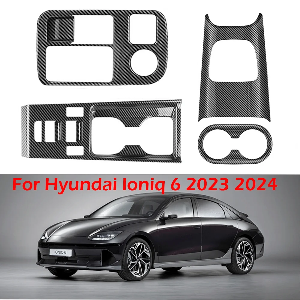 

For Hyundai Ioniq 6 2023 2024 Center Console Cup Holder Trim Cover Panel Decorative Cover Sticker ABS Ioniq 6 Antikick Accessory