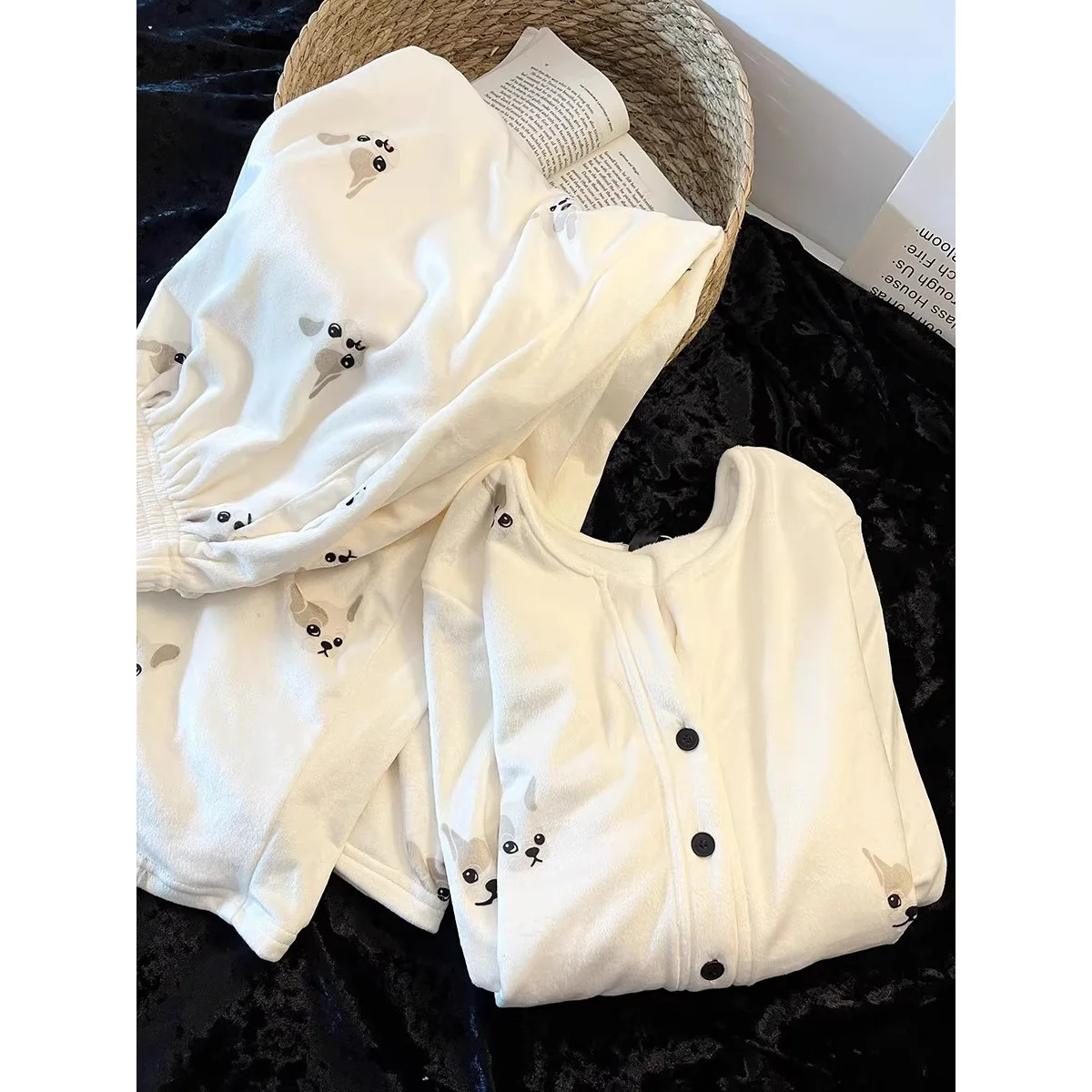 Pjs Set Pigiama da donna Pigiama in velluto tedesco Pigiama invernale caldo da donna Abbigliamento per la casa alla moda, Pigiama Set pigiama carino