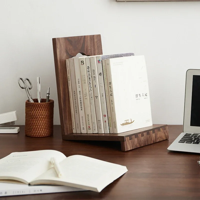 

Stable Black Walnut Book Stand L-shaped Shelf for Office Support Study Desktop Book Holder for Organized Reading