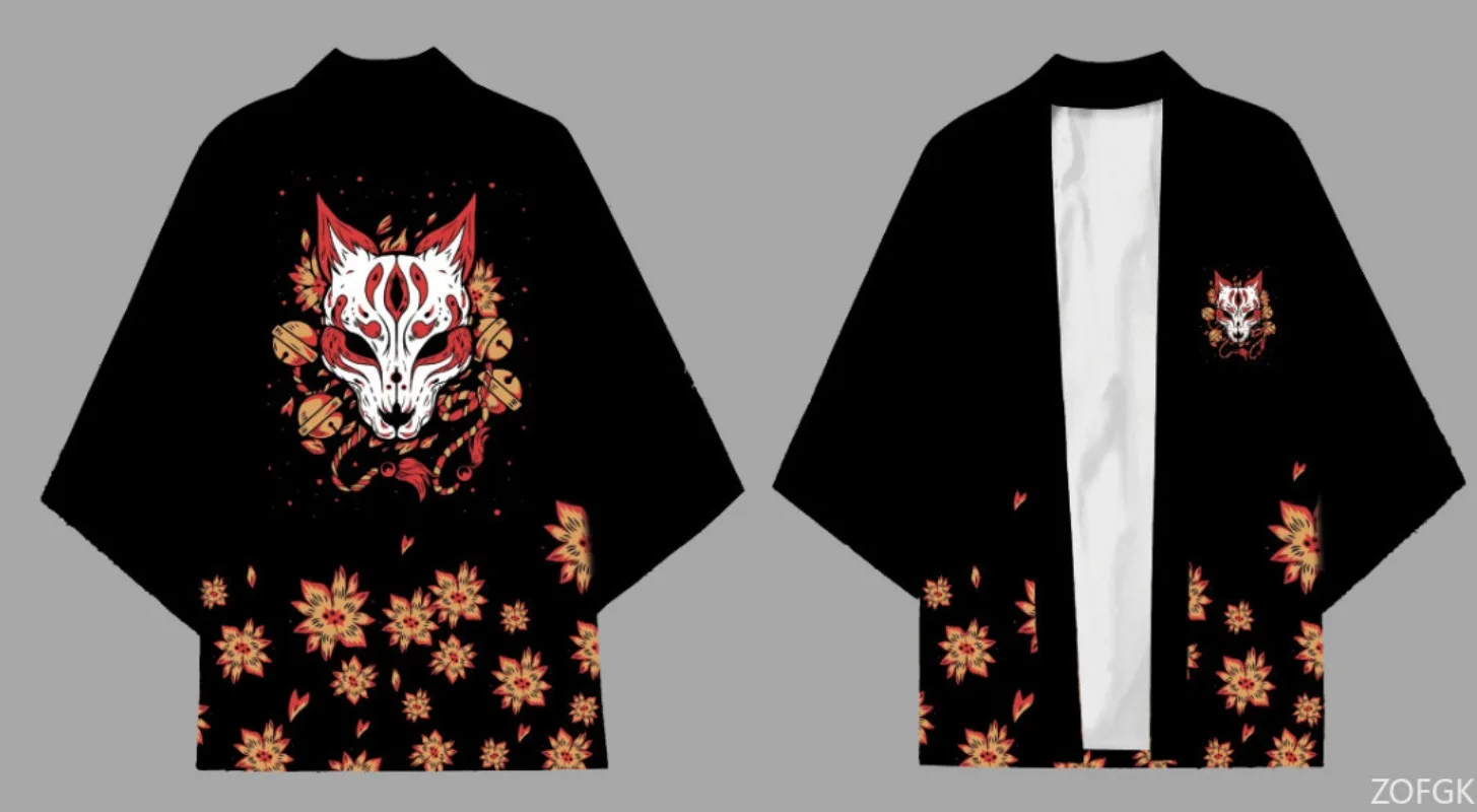 

Кардиган в японском стиле Ukiyo-e в национальном стиле, кимоно, домашняя одежда, плетеный плащ из перьев, даосский халат, кардиган с 3D принтом