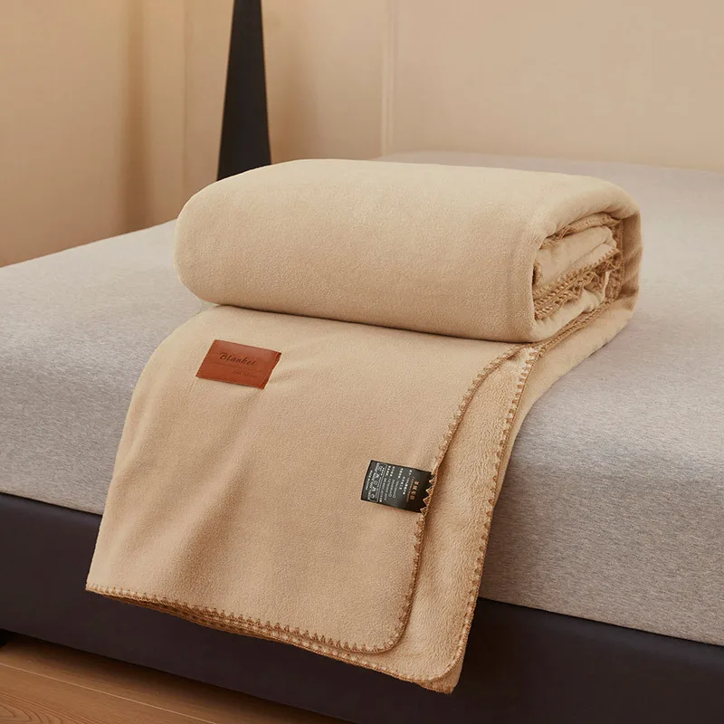 New Autumn and Winter Light Luxury Solid Color Imitation Cashmere Blanket, Warm Flannel Sofa Blanket, Home Dormitory Nap Blanket