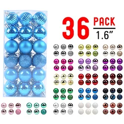 36Pcs 4Cm Colour Christmas Balls Christmas Tree Ornaments Blue Brown Xmas Balls New Year Gift Hanging Tree Balls Navidadad
