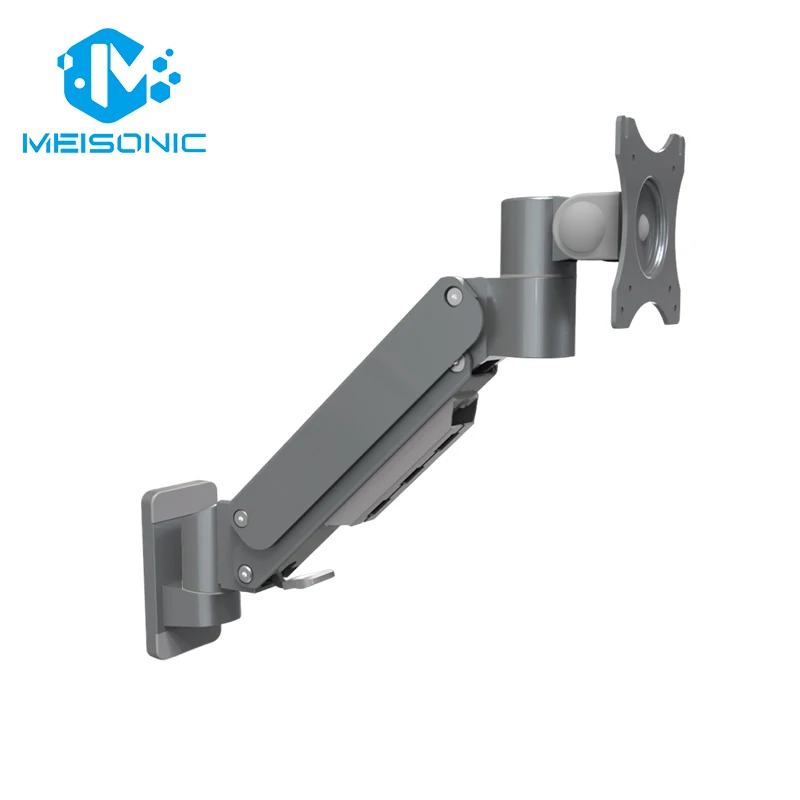 M9-WA01-DK Wall Monitor Arm Aluminum Alloy Display Holder 90 Degree Tilt 10 kg Load White