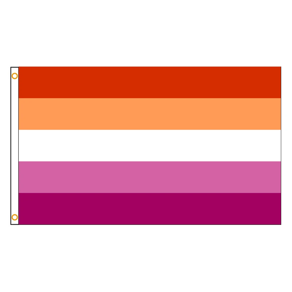 Lesbian Pride Flag, 3x5 Feet, Sunset Vivid Colors, Fade Proof, Canvas Header, Double Stitched, Polyester with Brass Grommets