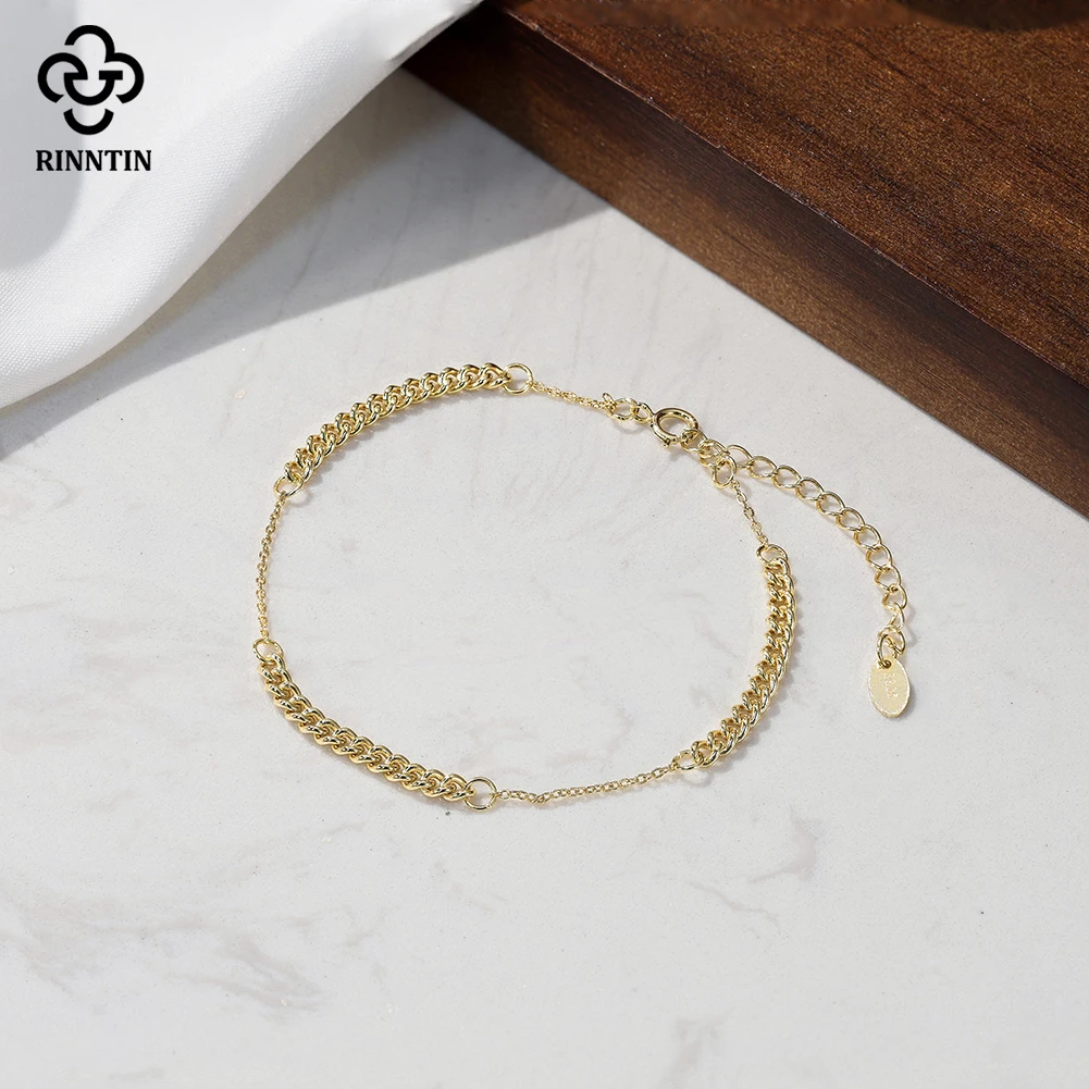 

Rinntin Trendy Cuban Chain Bracelet 3mm Width Classic 925 Sterling Silver Dainty Bracelet for Women Jewelry Party Gift GAB06