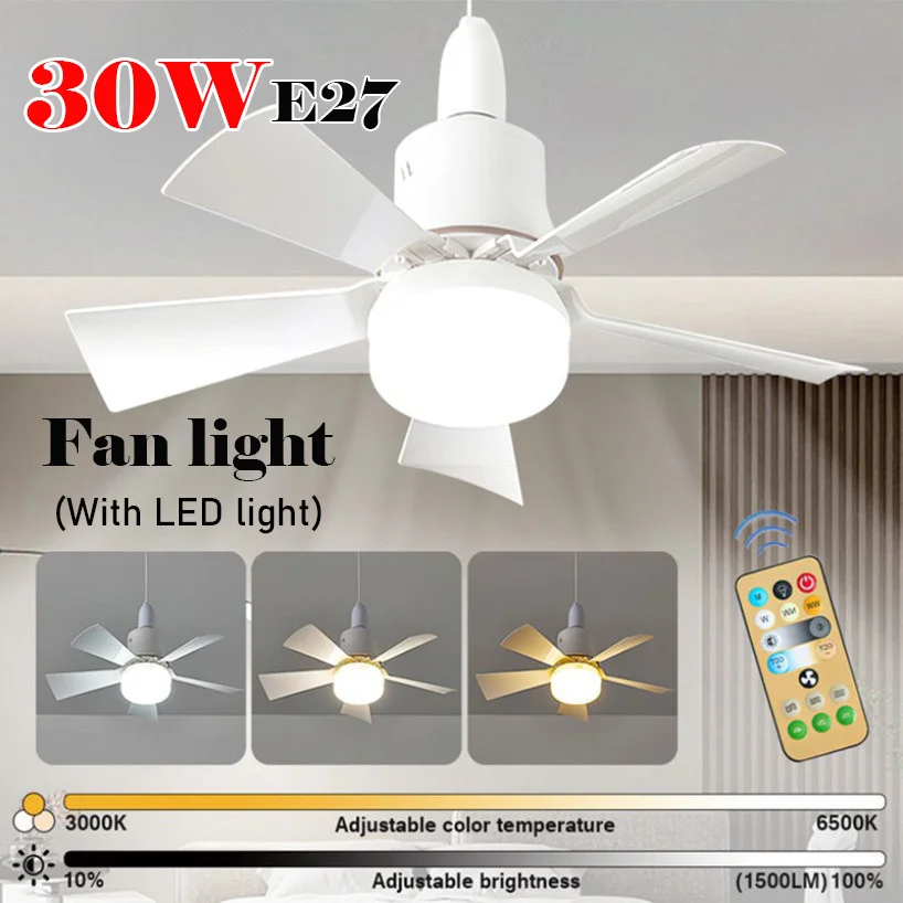 Dimmable light Color temperature Modern ceiling Mount Remote Control smart E27 Led Ceiling Fan Light