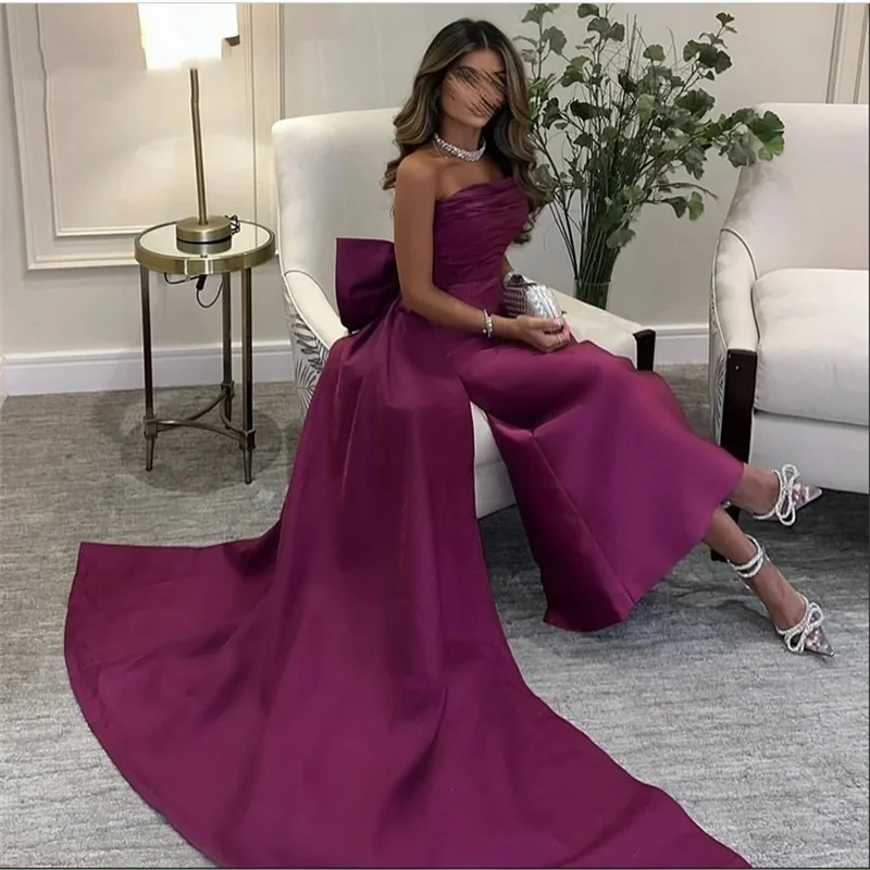 A-Linie-Abschlussballkleid, Satin, elegantes Abend-Partykleid für Damen mit Schleife am Rücken, Promi-Kleid Ajareo Sierra Özelleştirilmiş
