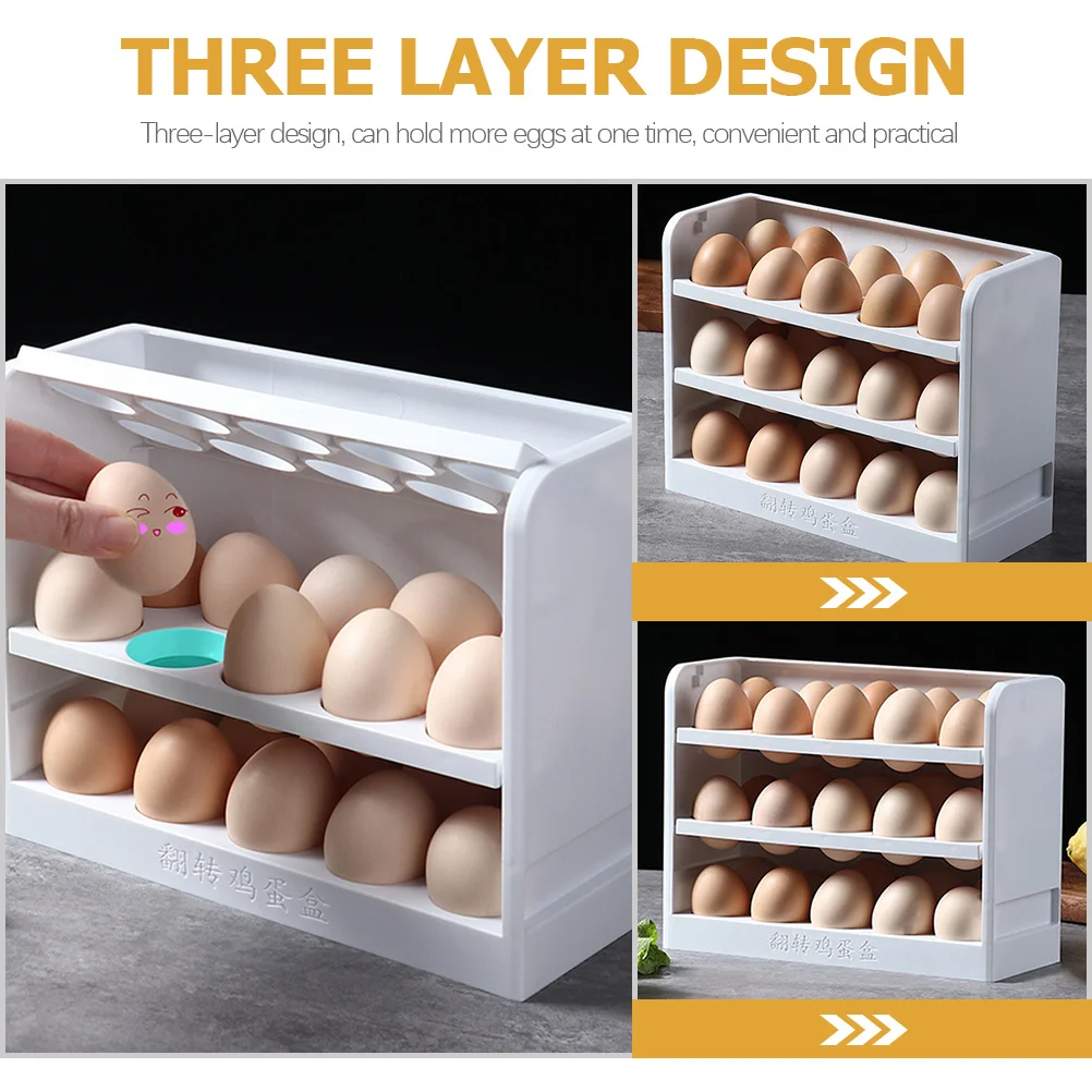 

Three-Layer Egg Storage Container Household Refrigerator Egg Holder Large Capacity Organizer for Kitchen Refrigerator Storage