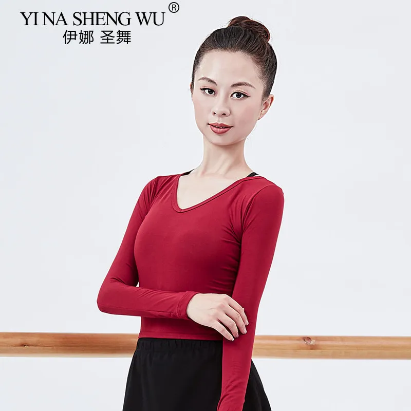 New Dance Practice Clothes V-Neck Blouse Girls Ladies Long-Sleeve Dance Tops Women Adult Ballet Classical Dance Wrap Sweater