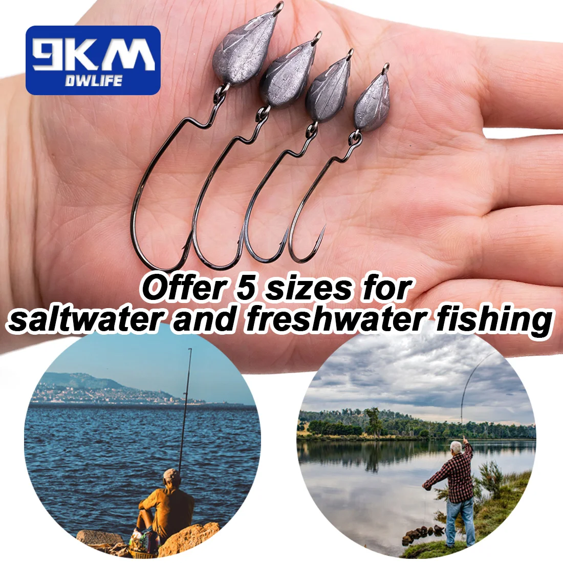 9KM 10~30Pcs Jig Head Hooks, Fishing Ewg Hooks Texas Rig Hook Wide Gap Offset Worm Hooks Bass Fishing Soft Lure Hook