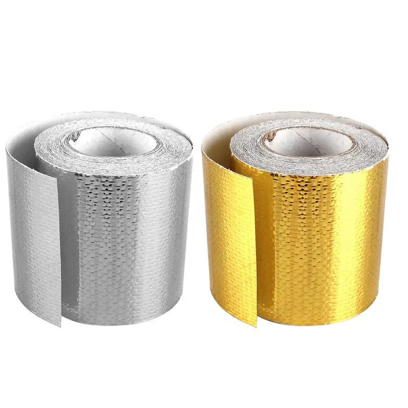 5cm*5m Aluminum Foil Thermal Exhaust Tape Air Intake Heat Insulation Shield Wrap Reflective Heat Barrier Self Adhesive