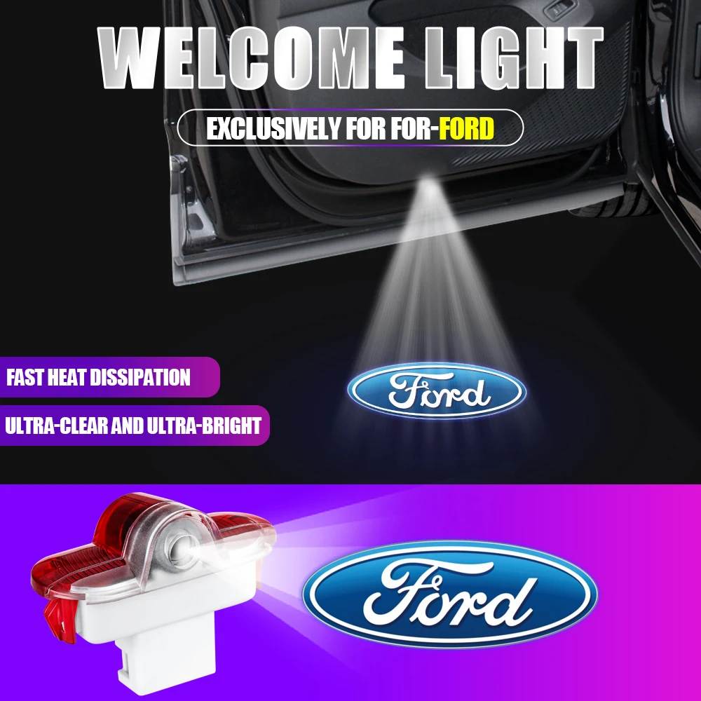 2Pcs Auto Emblem LED Car Door Welcome Lights Projector Decorative Lamp Accessories For Ford Mondeo 2007-2013 Max 2007-2008 Focus