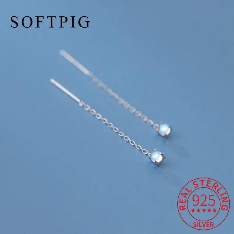 

SOFTPIG Genuine 925 Sterling Silver Short Chain Tassel Stud Earrings for Women Trendy Fine Jewelry Minimalist Accessories
