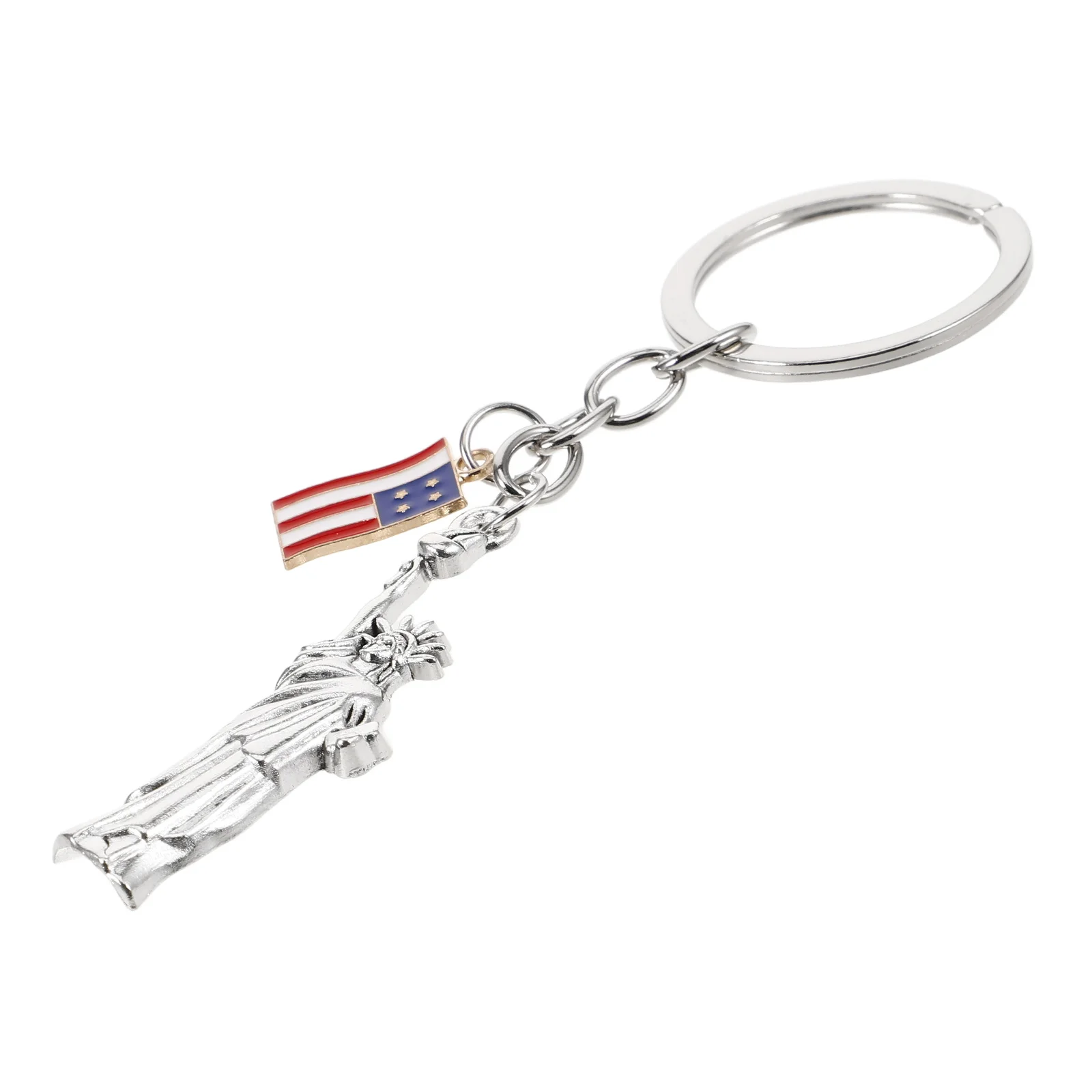

Key Ring Keychain Patriotic Statue of Liberty Pendant Bag Charm Small Metal USA Flag Decor Balloon Party Favors Backpack