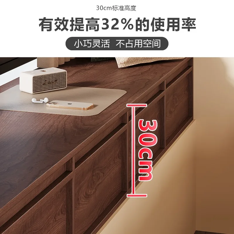 Medieval style solid wood skeleton bay window cabinets balcony sunscreen storage cabinets bedroom side cabinets window sill draw