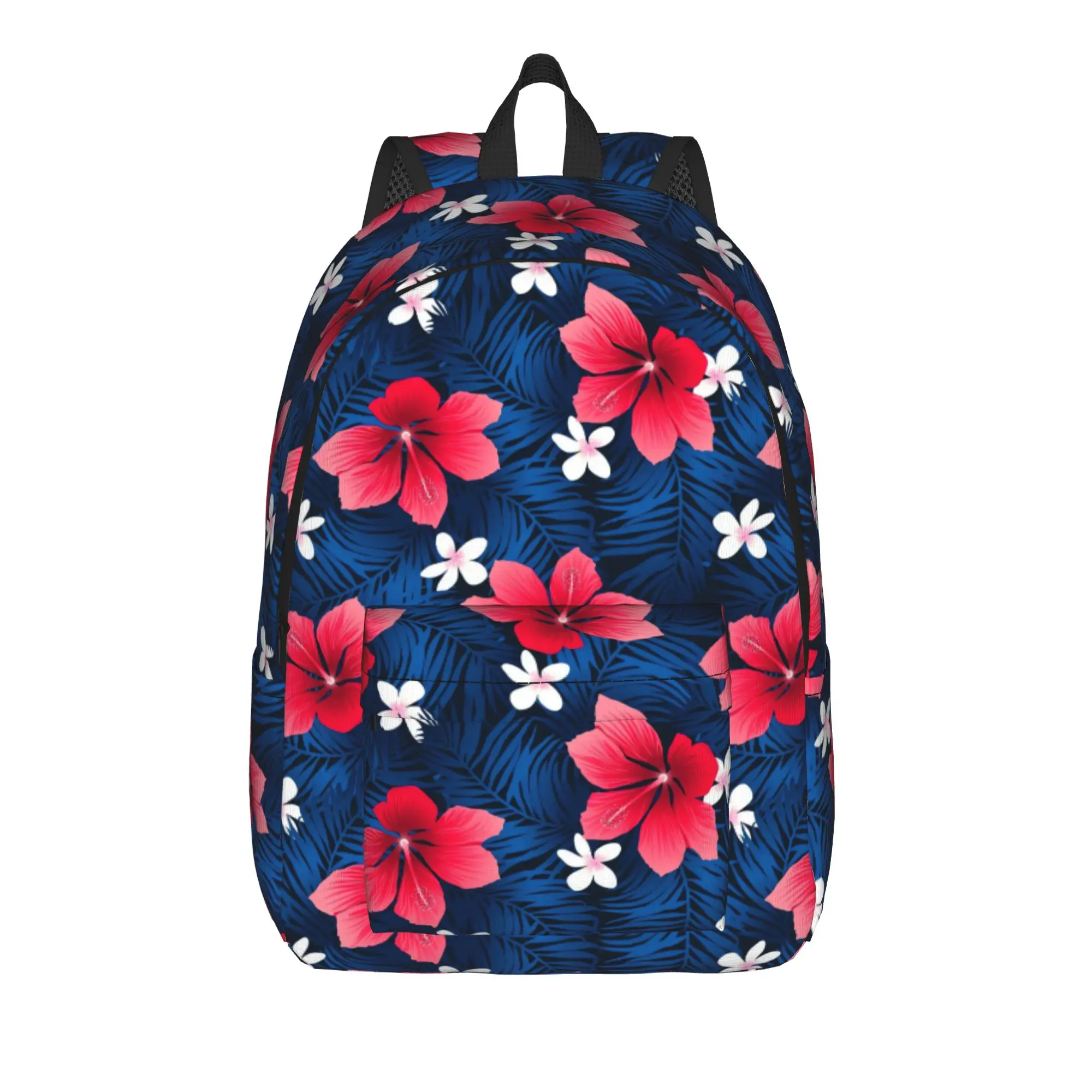 Red Hibiscus Tropical    Backpack Youth  Soft Backpacks Polyester Cute High School Bags Daily Designer Rucksack