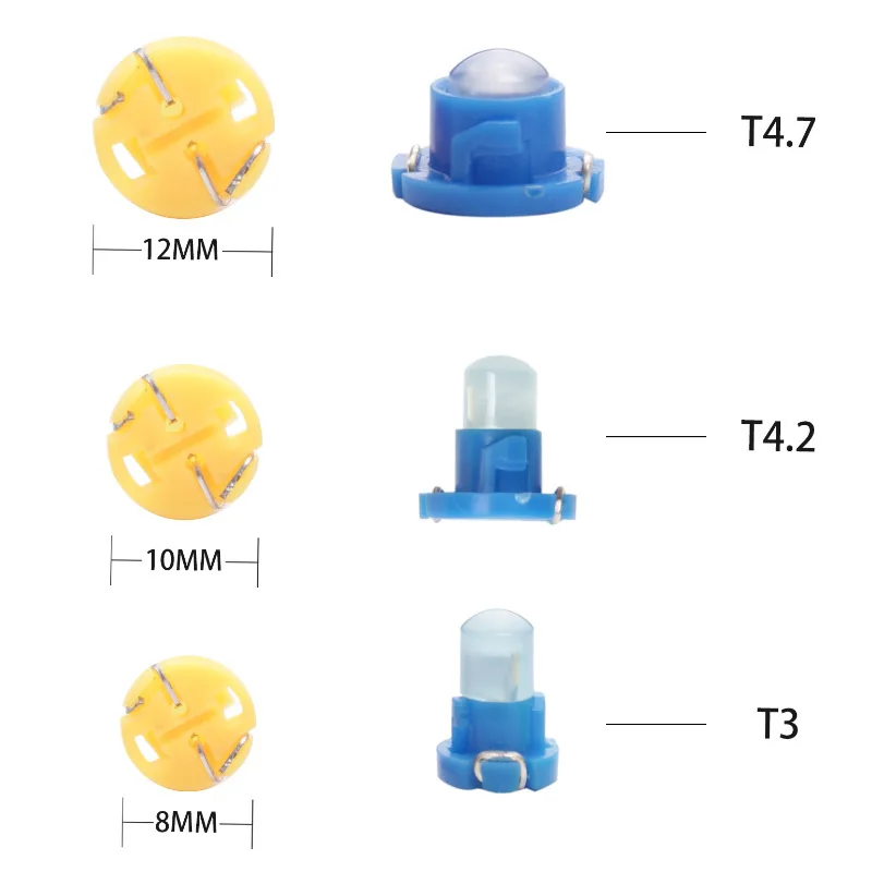 10/4PCS T3 T4.2 COB Car LED Instrument Panel Lights Dashboard Indicator Central Control Lamp Wedge Light 12V