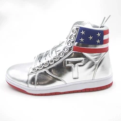 2024 MAGA Präsident Donald Schuhe Trump Gold Sneakers Herren Damen Freizeitstiefel Straßenschuhe Silber High Top Kampfstiefel