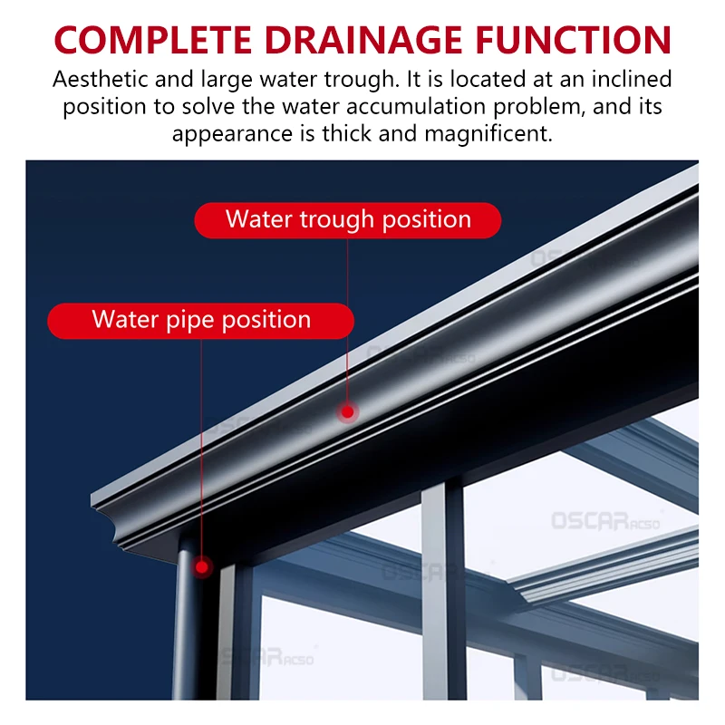 موافقة من CE لغرف الشمس الزجاجية للفصول الأربعة لحاويات فناء منزل الفيلا للاستخدام التجاري في غرفة الشمس في الأماكن الخارجية #6