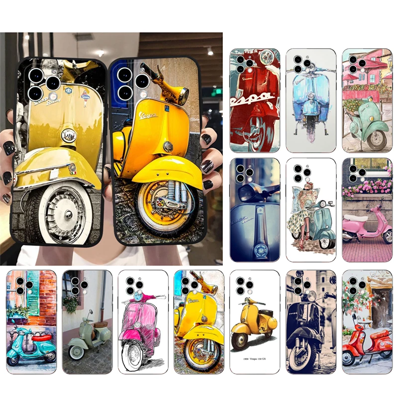 Vespa Motorcycle Phone Case For iphone 15 14 Pro Max 13 12 11 Pro Max XSMax XR 12 13 mini 14 Plus Shell