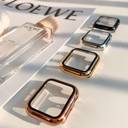 Tempered Glass+Cover For Apple Watch 9 8 7 45mm 41mm PC Bumper Screen Protector Case iWatch Series 7 6 5 4 SE2 44mm 40mm 42mm 38