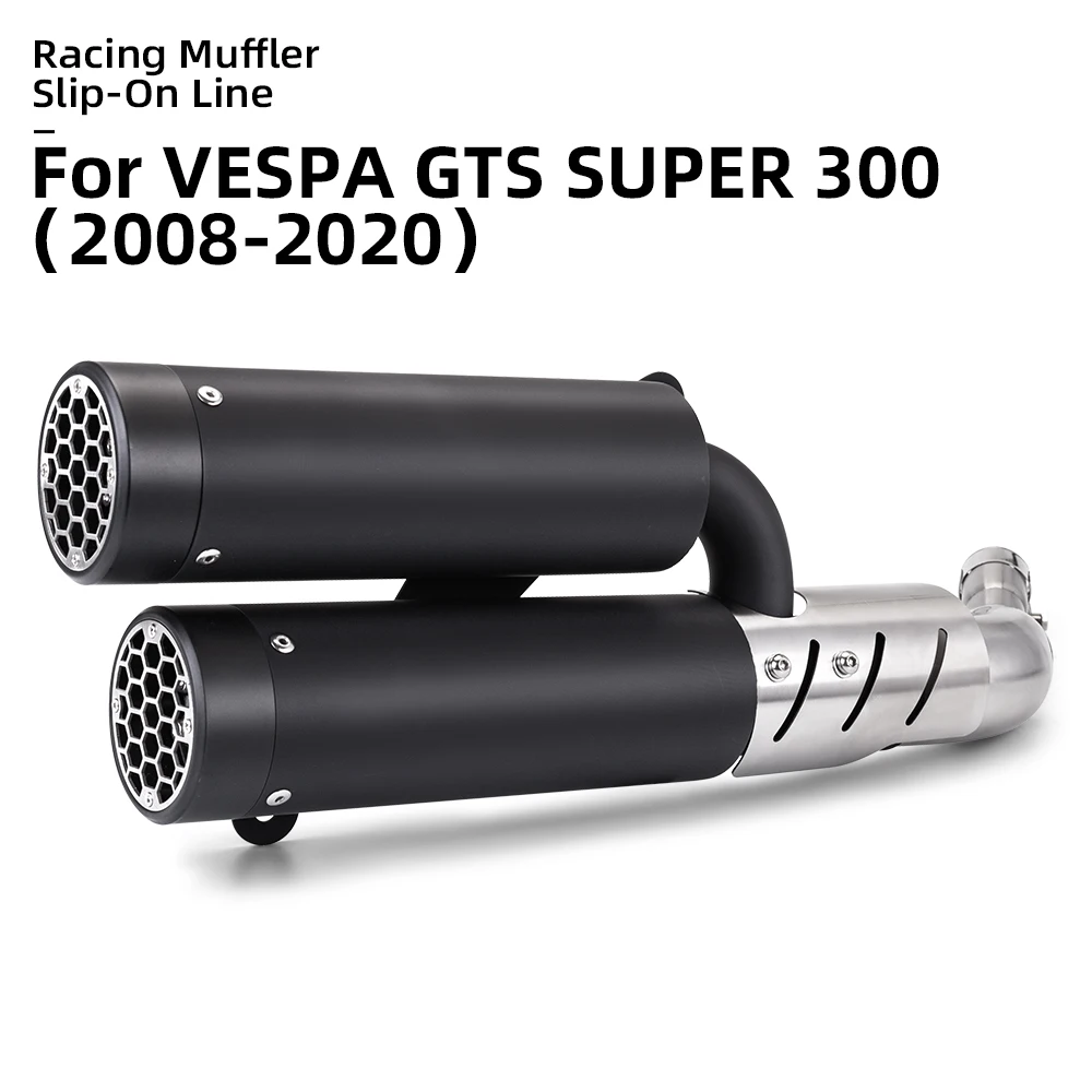 For VESPA GTS SUPER 300 Motorcycle Exhaust Pipe Escape Refit Double Outlet Side Muffler Exhaust System Upgrade Kit