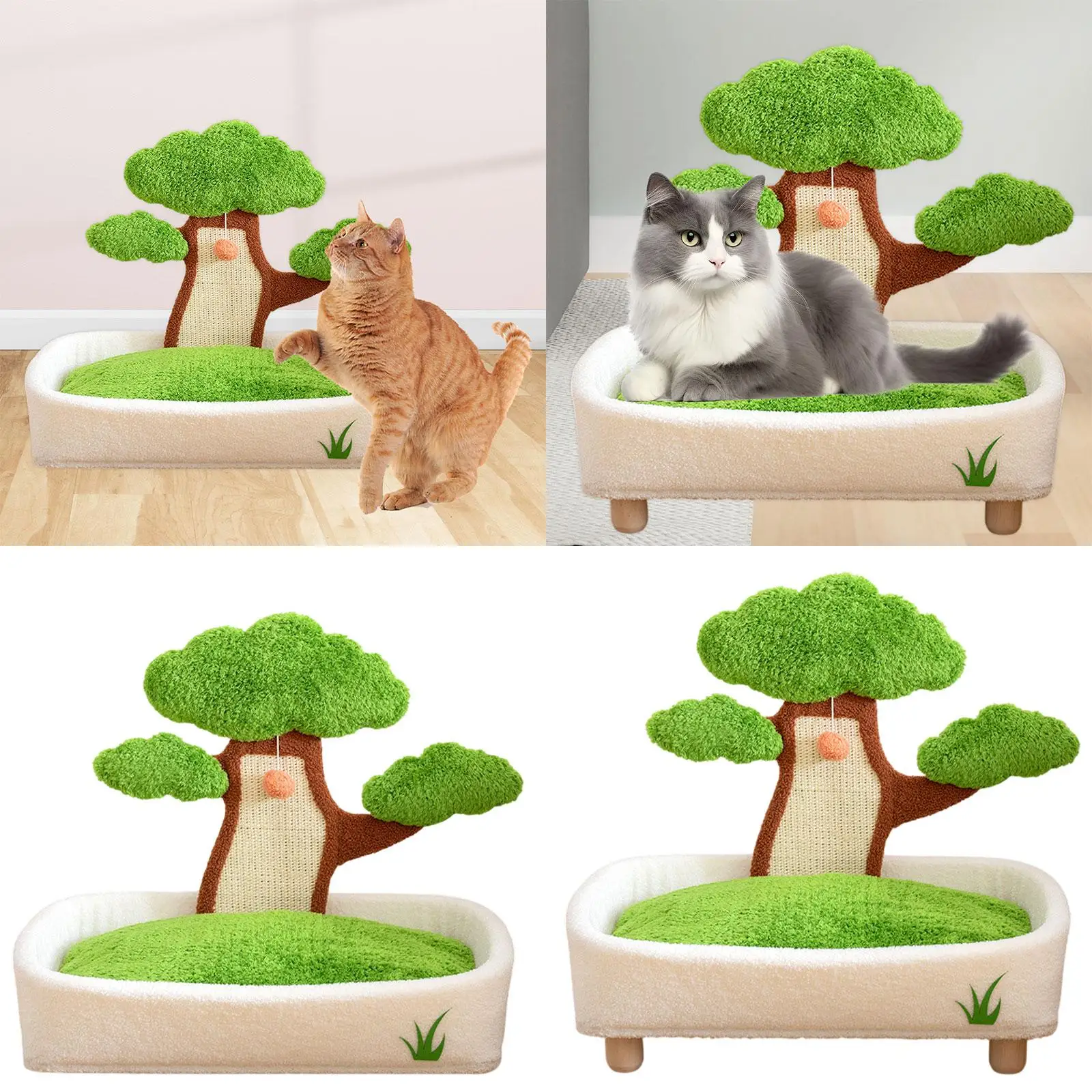 Cat Scratcher Mat Density Board 2 in 1 Bonsai House Scratch Pad Playground for Cats Indoor Training Furniture Protector