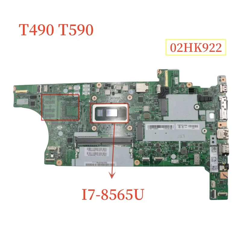 NM-B091 For Lenovo ThinkPad T490 T590 Motherboard 02HK922 With I7-8565U 8GB Mainboard 100% Tested Fast Ship