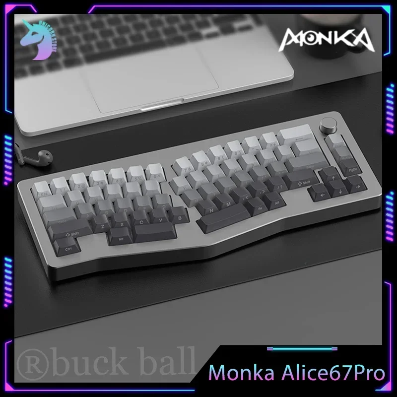 

Monka Alice67pro Mechanical Keyboard Kit 3 Mode Bluetooth 2.4G Wireless Keyboard Kit RGB Backlit Gasket Hot-Swap Keyboard Gifts