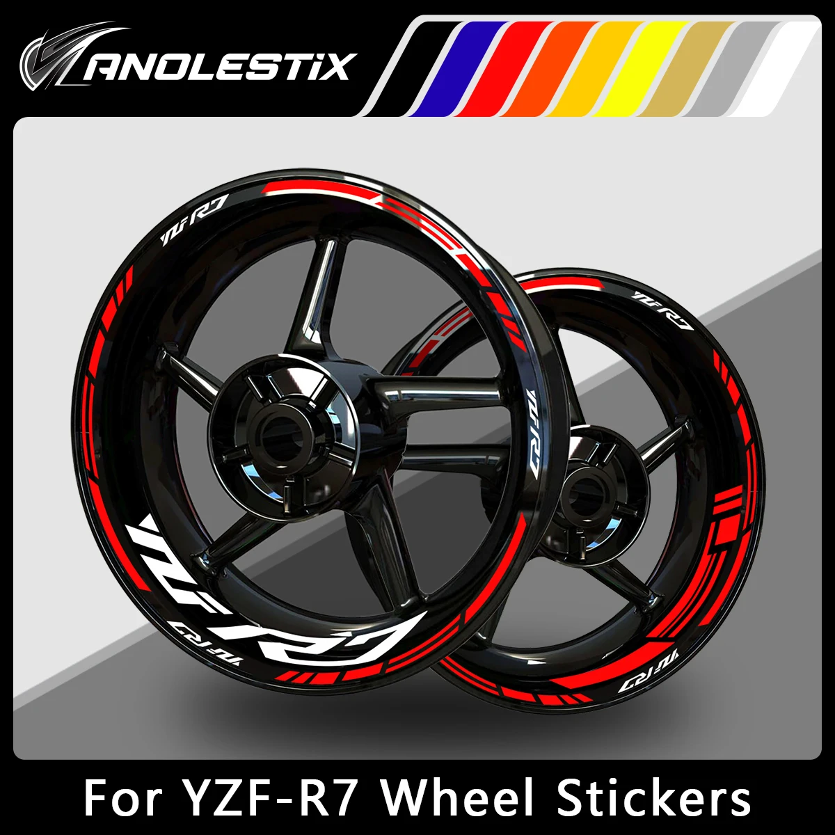 

AnoleStix Reflective Motorcycle Wheel Sticker Hub Decal Rim Stripe Tape For YAMAHA YZF-R7