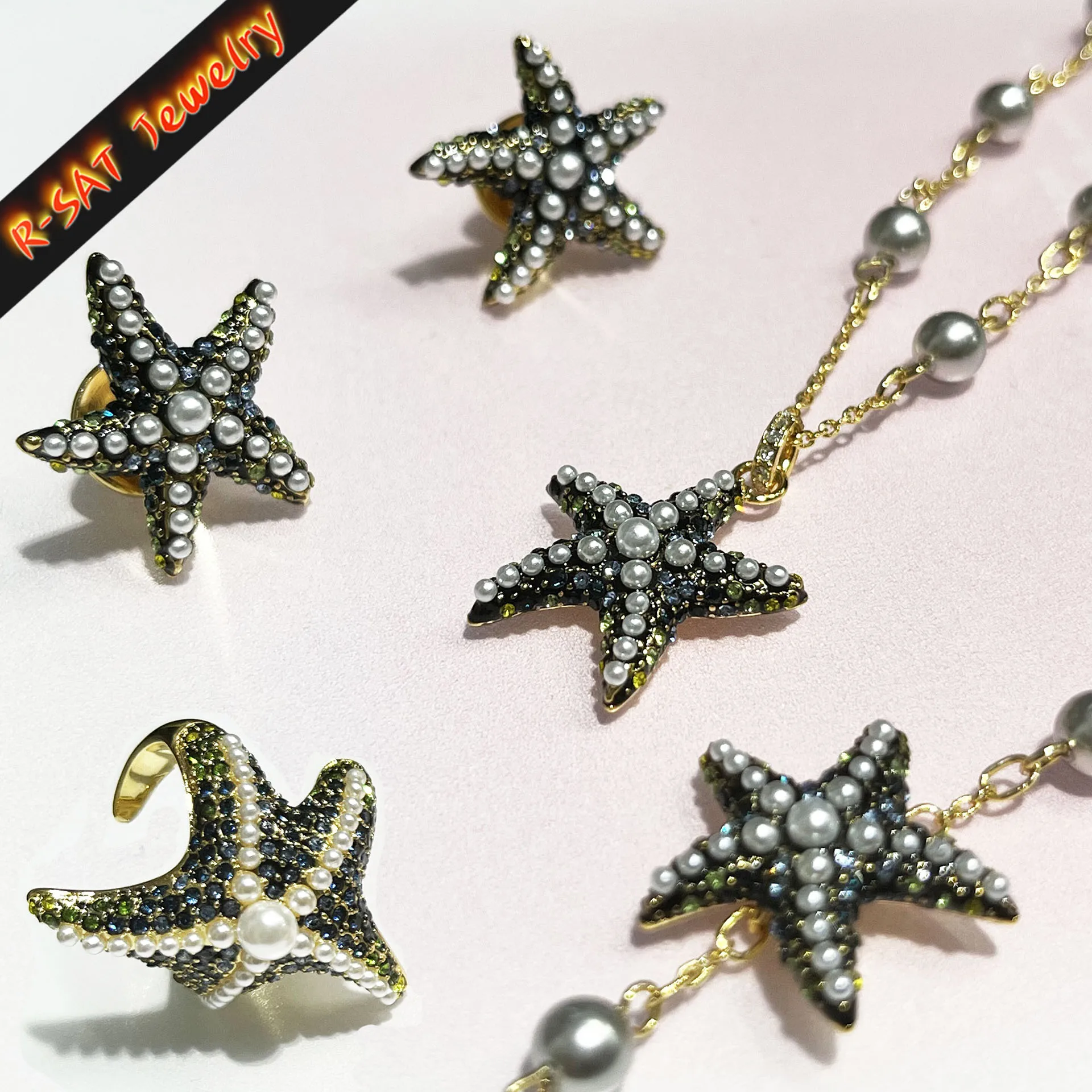 2026 Original Fashion Star Pearl Necklace Earrings Bracelet Adjustable Ring Luxury for Women Jewelry Set Party Accessories