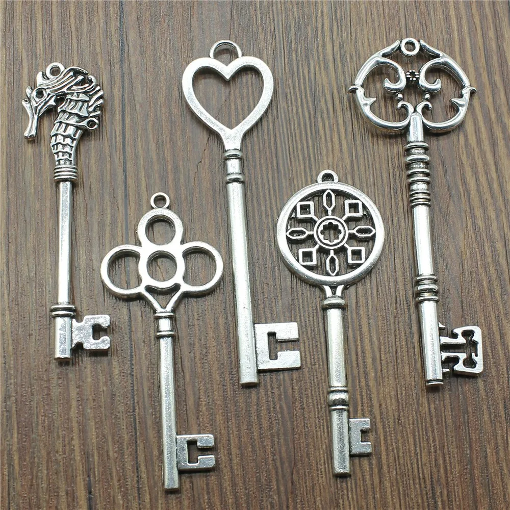 2 sztuk Charms antyczne srebro kolor z kluczem w stylu Vintage Charms wisiorek biżuteria klucz w stylu Retro Charms dla tworzenia biżuterii — zdjęcie 2