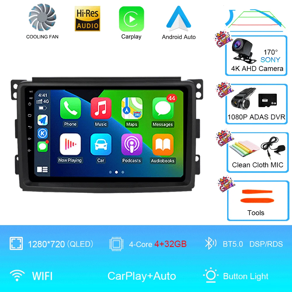 Android 15 Voor Mercedes Benz Smart Fortwo 451 2006 2007 2008 2009 Autoradio GPS Carplay Multimedia Speler Navigatie Stereo auto