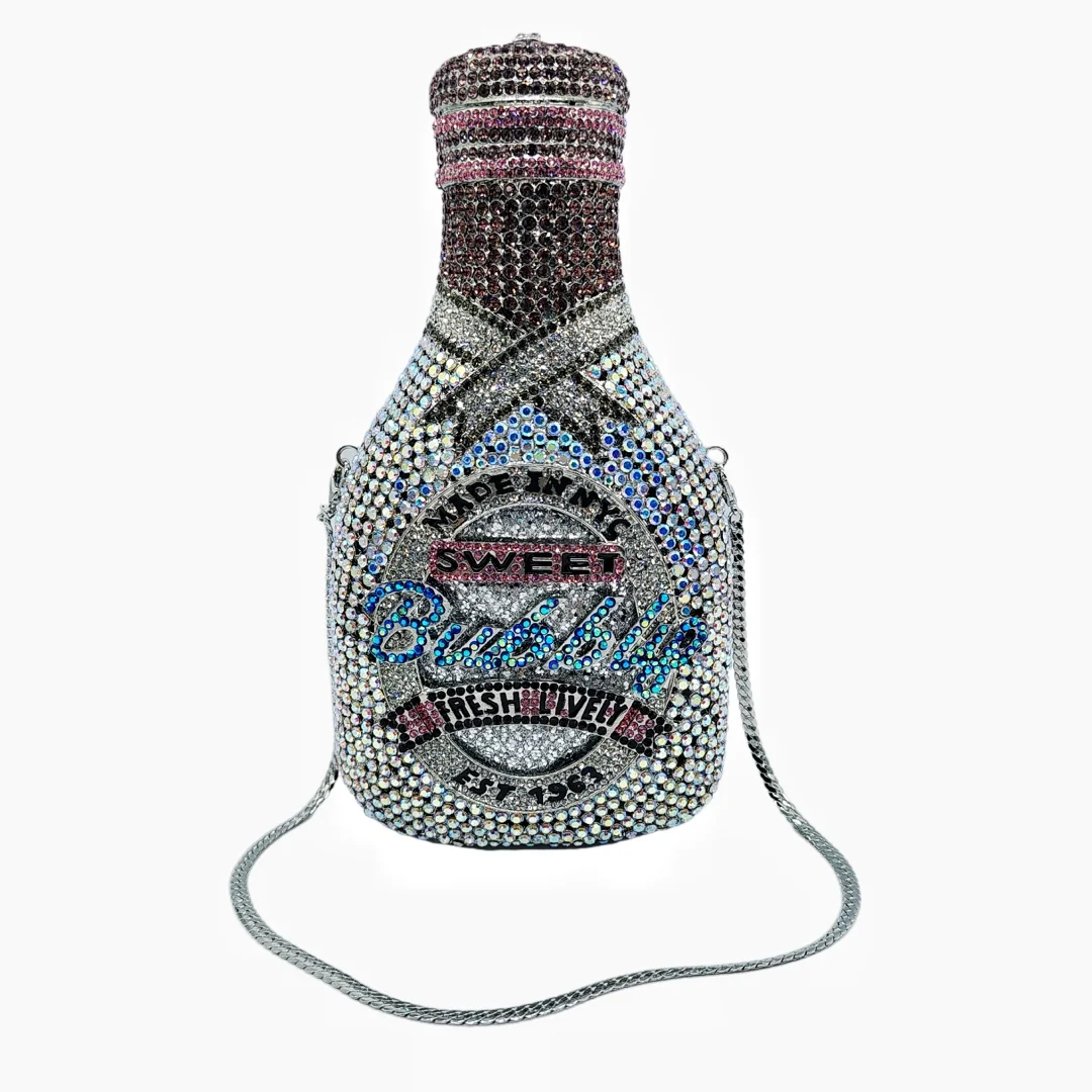 

Champagne Bottle Rhinestone Dinner Bag Set With Diamonds Evening Handbag Champagne Bottle Bag Luxury Designer Bags High Quality