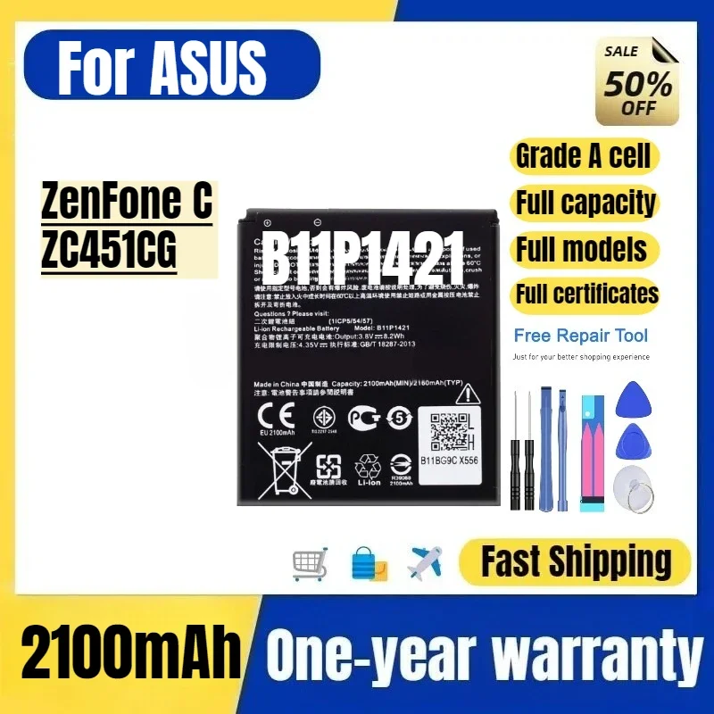 B11P1421 for ASUS ZenFone C/ZC451CG Mobile Phone Battery High Quality High Capacity  Replacement Bateria Grade A Cell with Tools