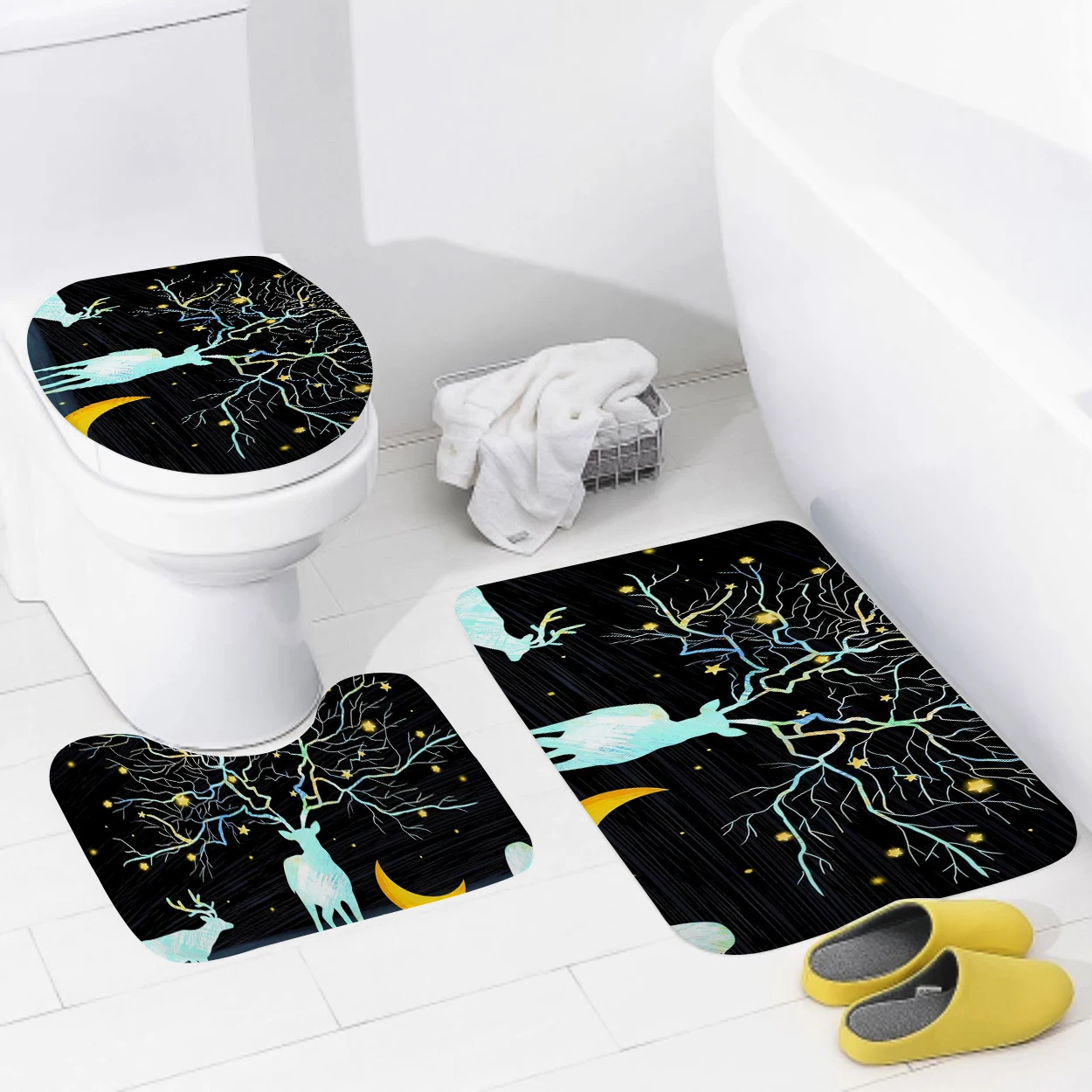 home bathroom floor mats Oil painting style Bath Foot mat modern bathroom accessories rug Toilet mat Bathtub anti-slip carpet