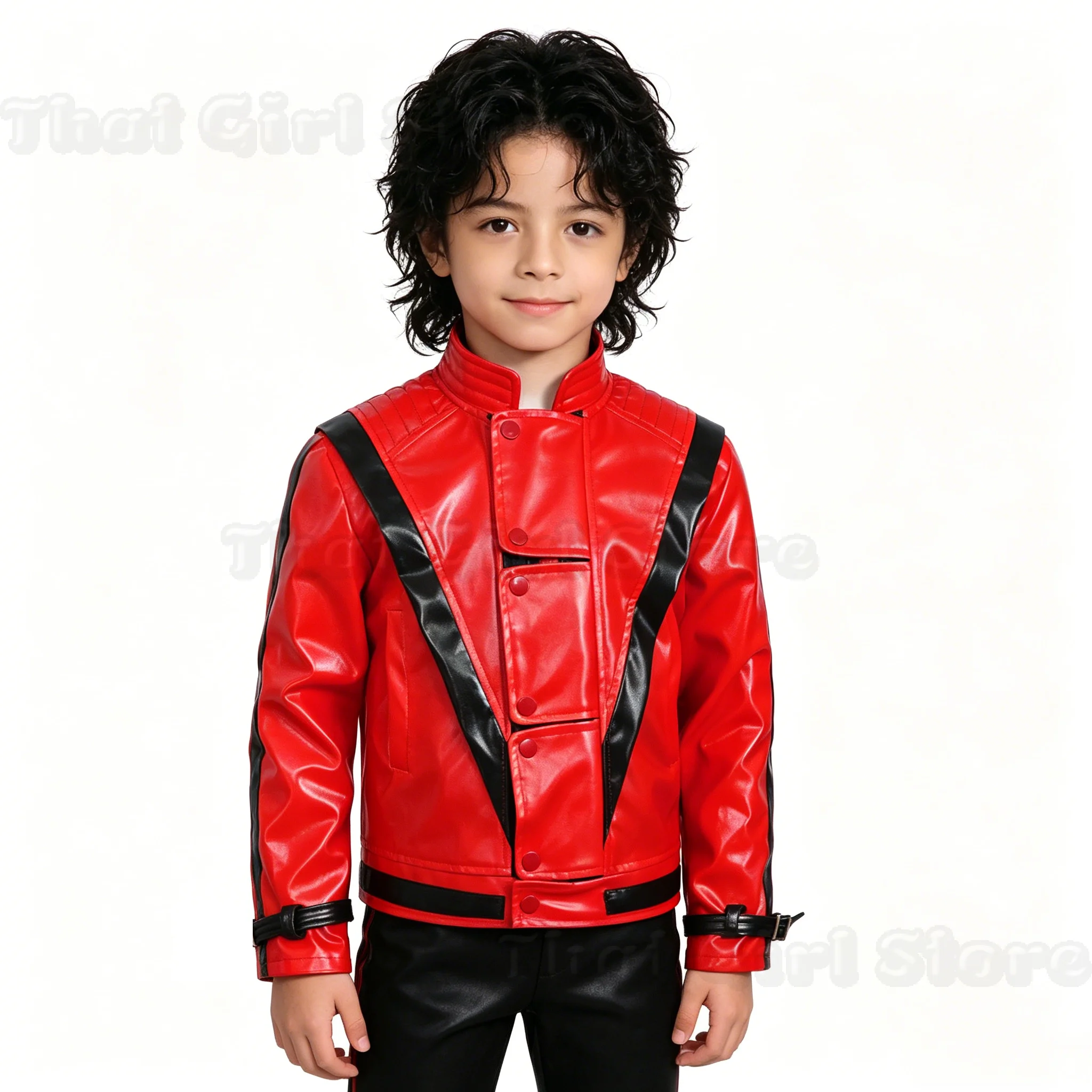 Michael Jackson Kostüme Rote Lederjacke für Thriller Cosplay Halloween Erwachsene Herren Cosplay Jacke für Michael Jackson