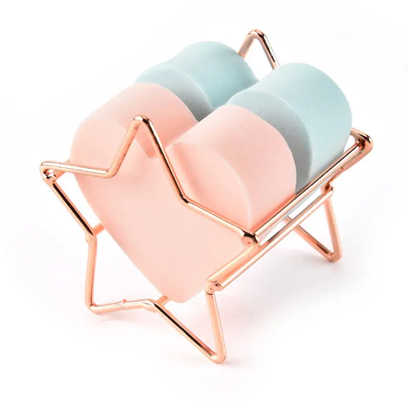 Cute Metal Makeup Puff Rack Mini Drying Hanger Beauty Cosmetic Powder Puff Blender Home Storage Rack Sponge Drying Stand Holder