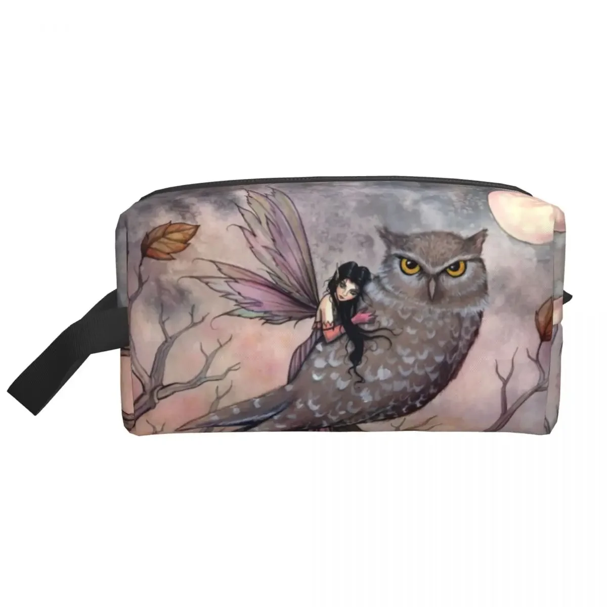 Fashion Friendship Fairy And Owl Travel Toiletry Bag Women Molly Harrison Makeup Cosmetic Bag Beauty Storage Dopp Kit