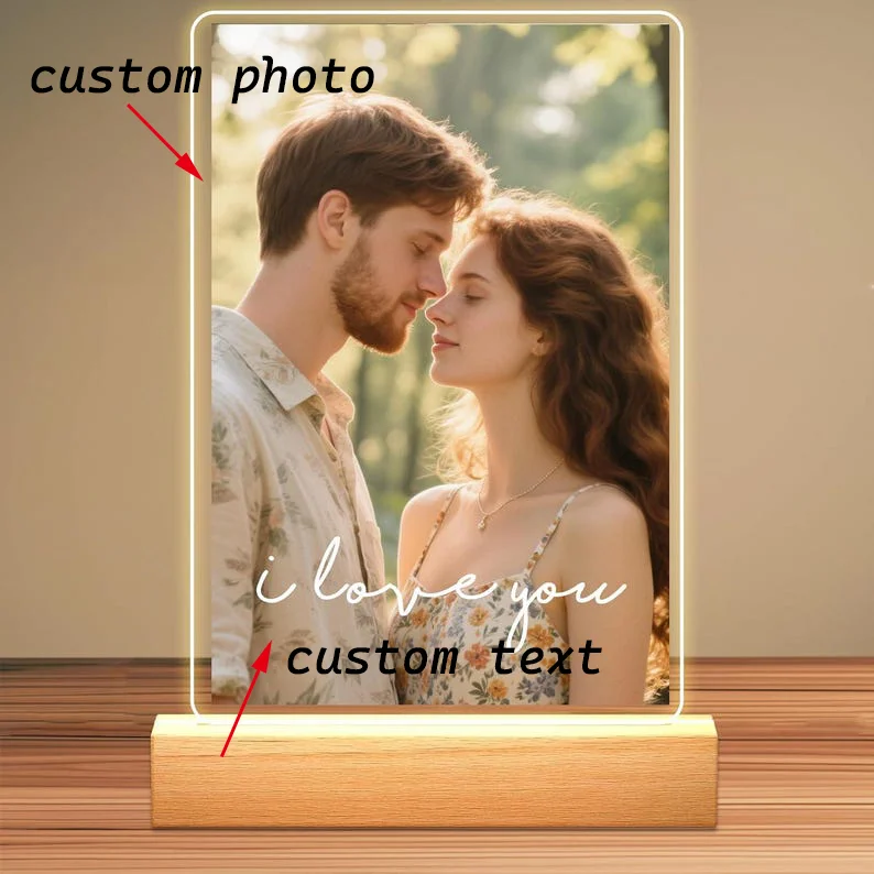 Personalisierte Paargeschenke Acryl-Bilderrahmen Individueller Fotorahmen für Jubiläum Hochzeit Romantisches Andenken-Geschenk