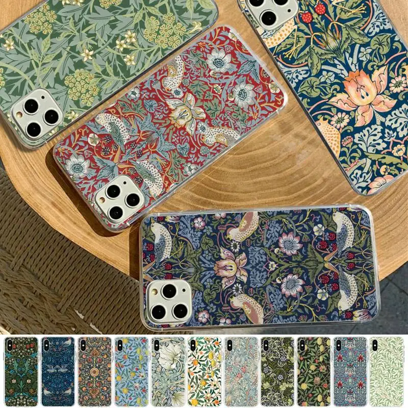 MaiYaCa William Morris Strawberry Thief Design Phone Case for iPhone 11 12 13 mini pro XS MAX 8 7 6 6S Plus X 5S SE 2020 XR case