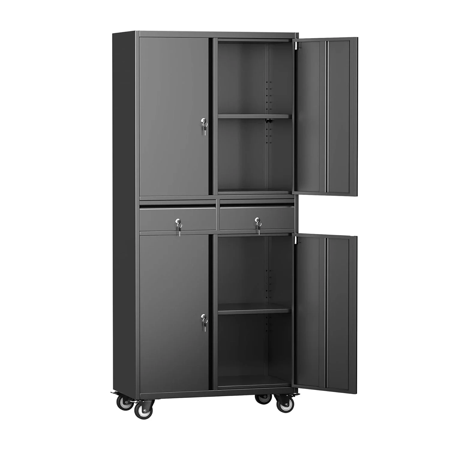 Metal Storage Cabinet with Wheels Garage Storage Cabinet Office Furniture Modern School Doors School Bags Making Machines 2pcs