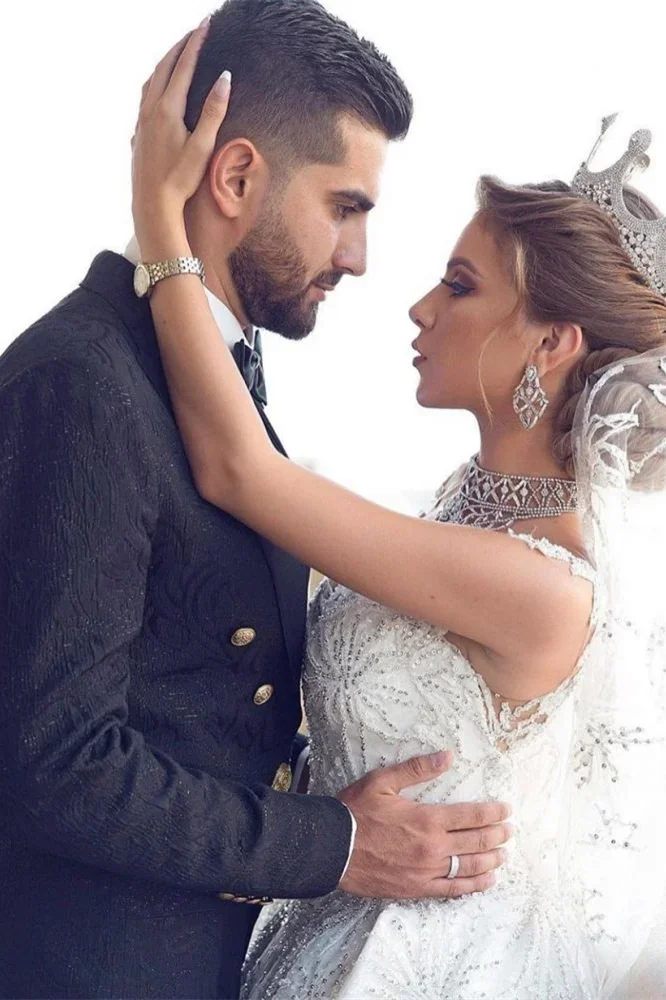 

Королевское свадебное платье по индивидуальному заказу, большая юбка с воротником в форме сердца, юбка с жемчужной вышивкой, подходит для свадьбы, Vestido de Novia