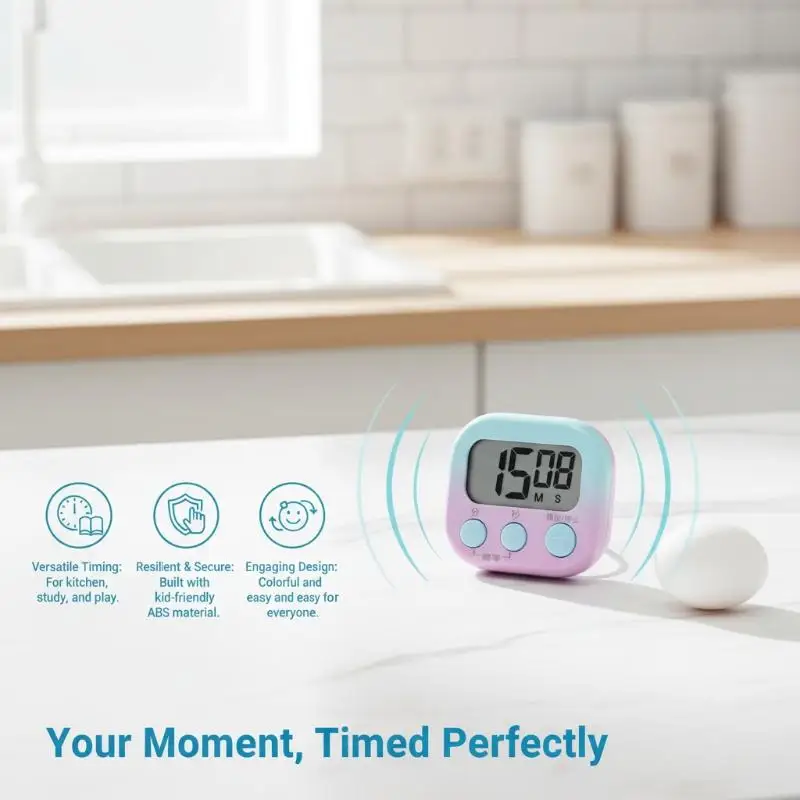 Convenient Kitchen Timer with Magnetic Alarm Perfect for Kids' Baking Sessions