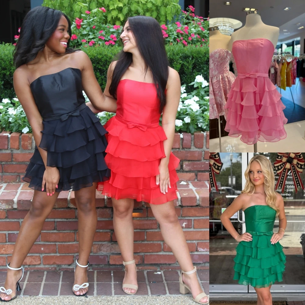 

Dark Green Cocktail Party Dress Bow under 100 Ruffled Pink Blue Semi Formal Hoco Gala Graduation Gown Pageant Interview Holiday