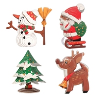 Creative Christmas 3D Cardboard Model Cute Cartoon Snowman Santa Xmas Tree Elk Paper Jigsaw Puzzles Kits Kids Toys Holiday Gifts