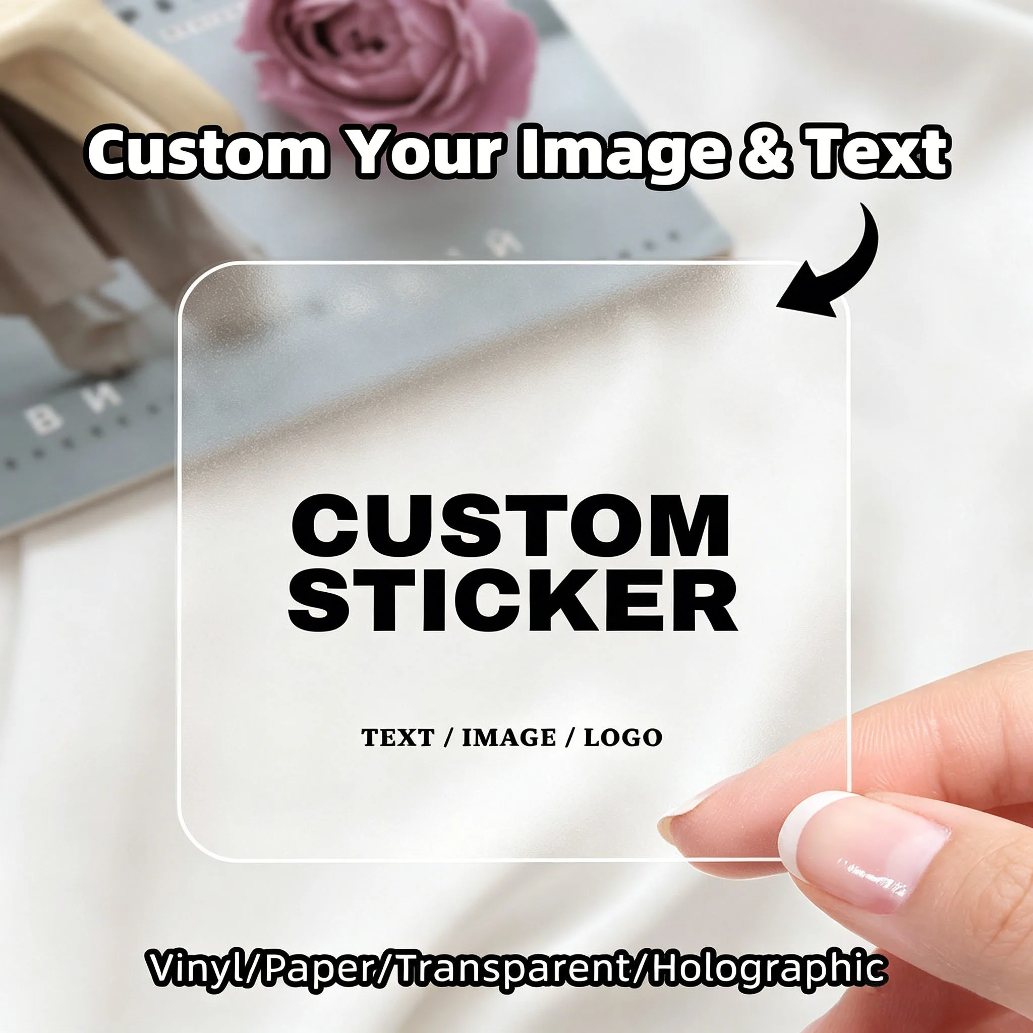 1/48/120/192PCS Aangepaste stickers Gepersonaliseerde waterdichte zelfklevende etiketten Aangepaste logo tekst afbeelding Vinylstickers voor elk gebruik