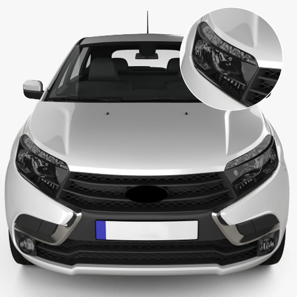 For LADA Xray 2016-2026 Premium TPU PPF High-Gloss Smoke Black Pre-Cut Headlight Cover Anti-Scratch Protective Vinyl Wrap Kit view 2